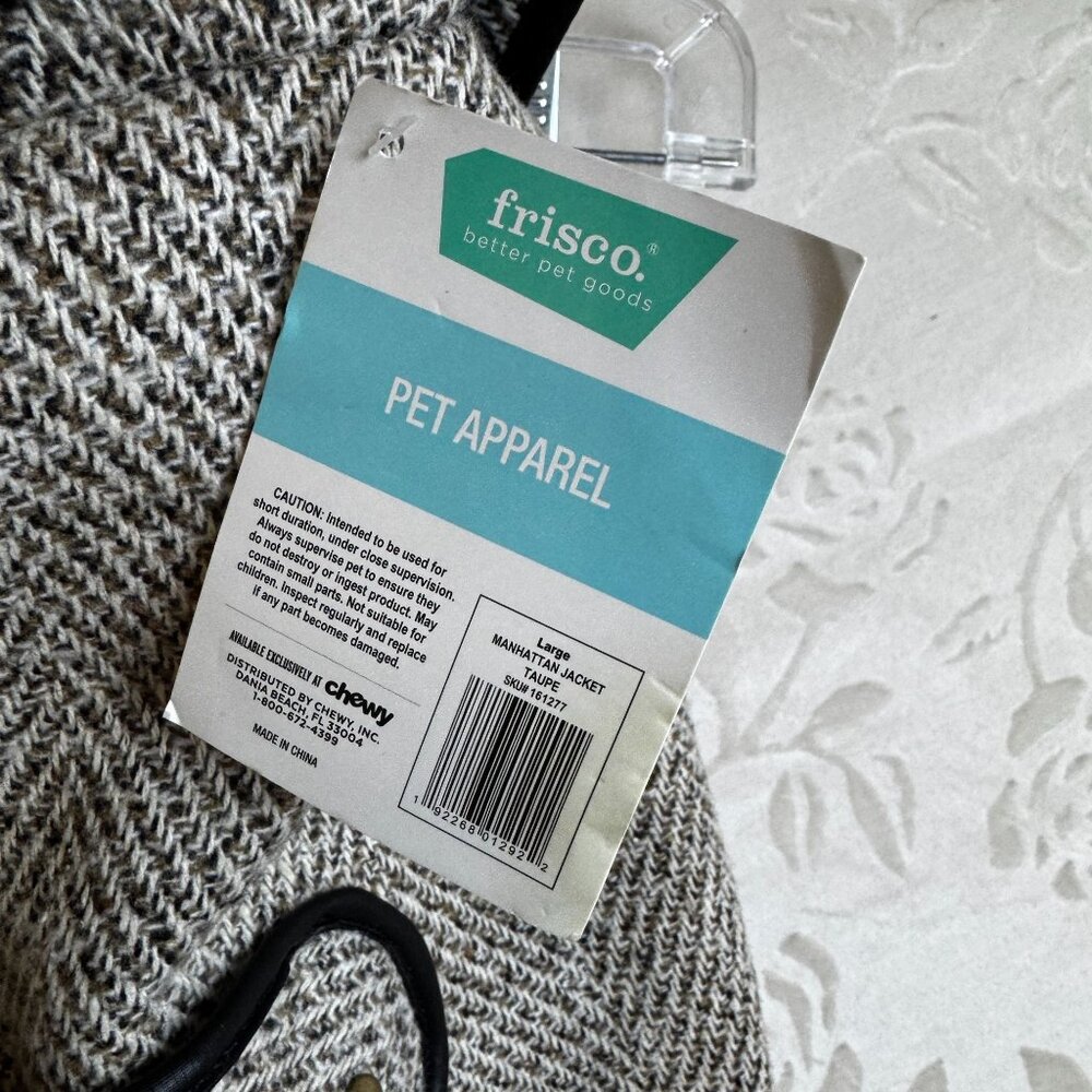 Frisco Manhattan Tweed Jacket For Dogs Large Faux Fur Lining Herringbone Design - Picture 4 of 9